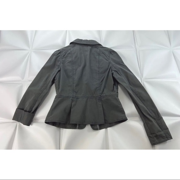 Ann Taylor LOFT Womens Sz 2 Gray Ruffled Utility xs Peplum Jacket - Picture 4 of 8